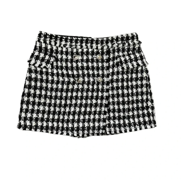 House of Harlow 1960 Pants - House Of Harlow 1960 Skort BlackWhite Gold Metallic Boucle Tweed Wool Blend Med.
